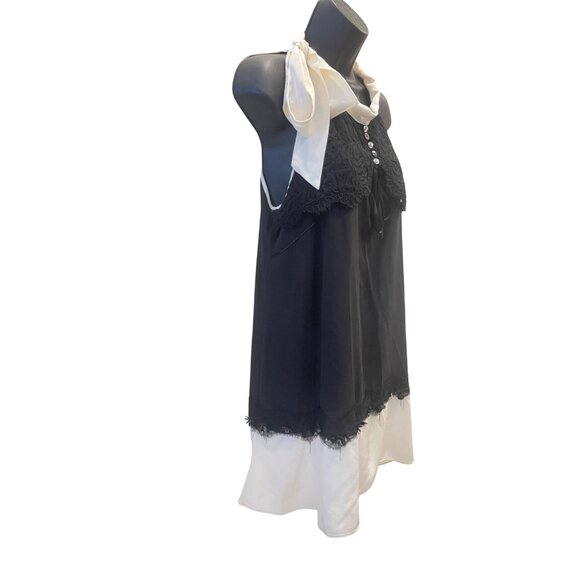 TRICOT Chic Italian womens silk mini dress size 10 black / white - Picture 4 of 15